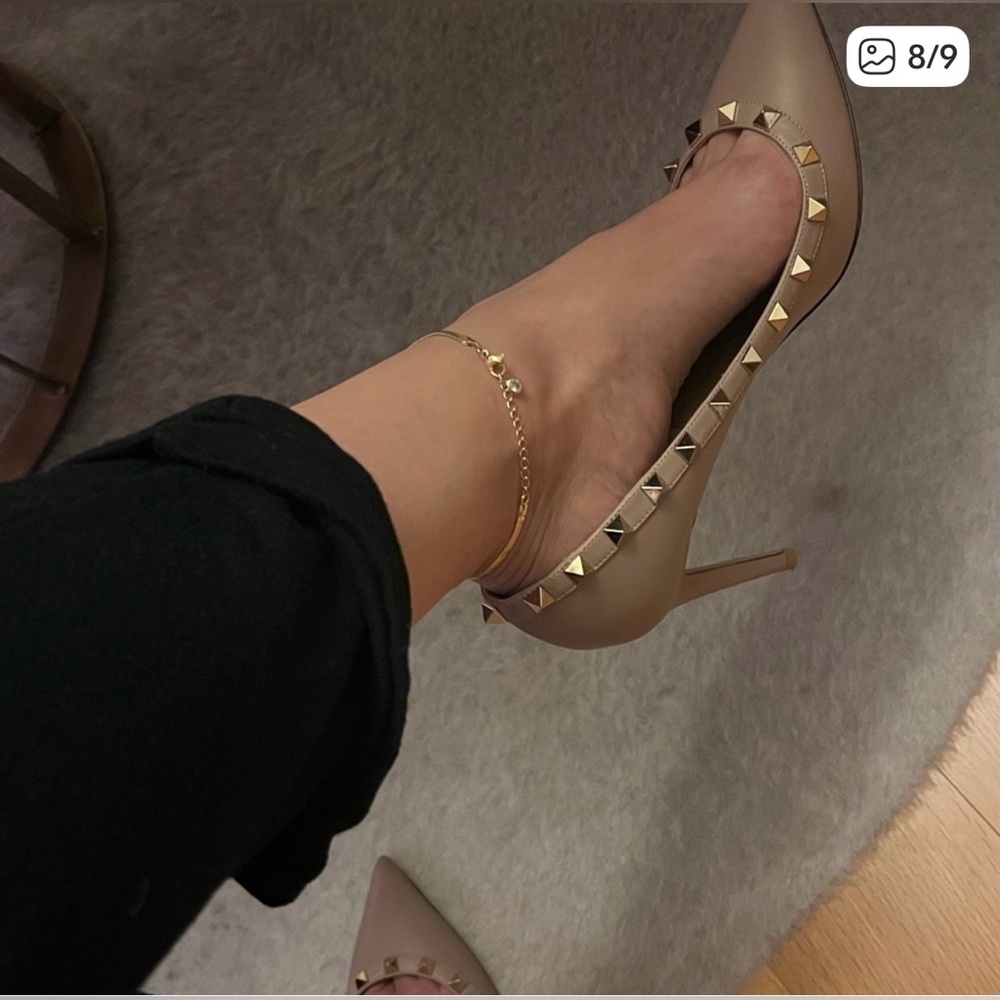 Valentino rock stud tan pumps